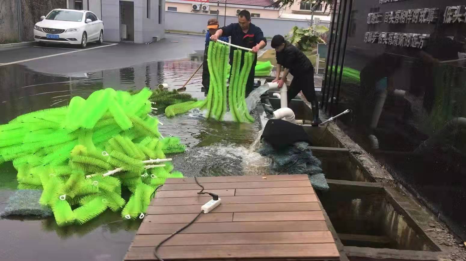 工程部组织清洗鱼池过滤器(图2)